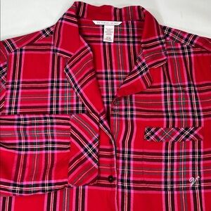 Victoria's Secret Women’s Red and Pink Plaid PJ Lounge Shirt Size S